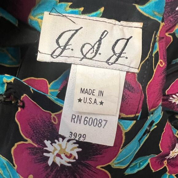 Vintage 80s Floral Peplum Dress Shirred Waist Button Back Size Medium Retro 40s - Picture 10 of 10